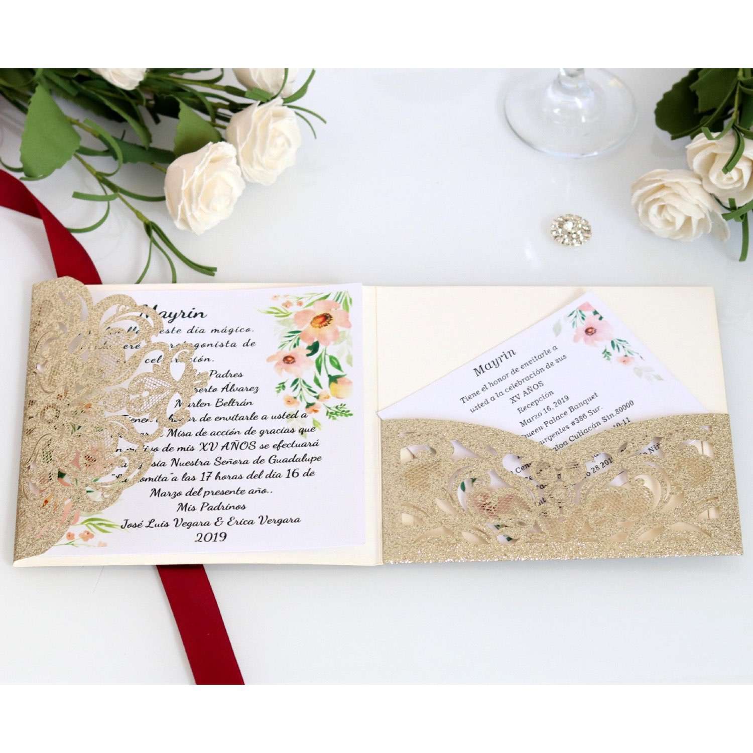 Golden Invitation Card Glitter Thank You Card New Wedding Invitation